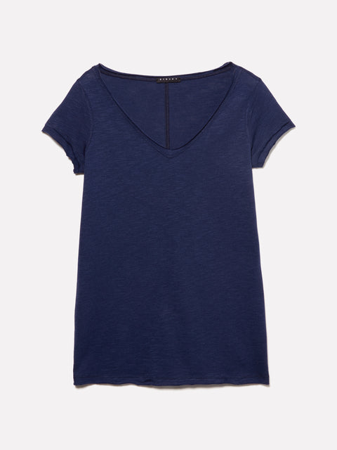 T-shirt decote em V azul-escuro - ucb_image_FS