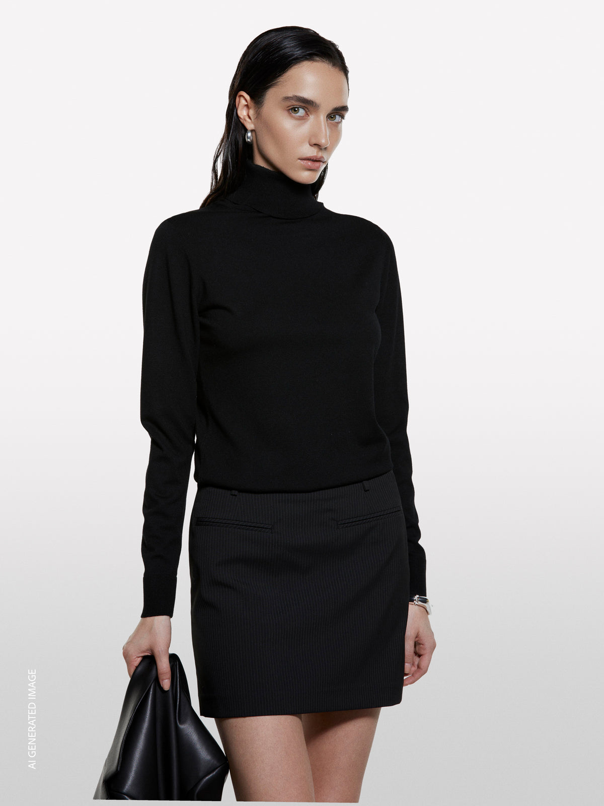 Camisola de gola alta preta regular fit - ucb_image_FY