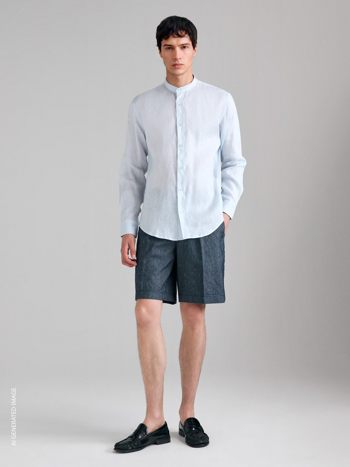 Bermudas em denim de linho misto - ucb_image_F