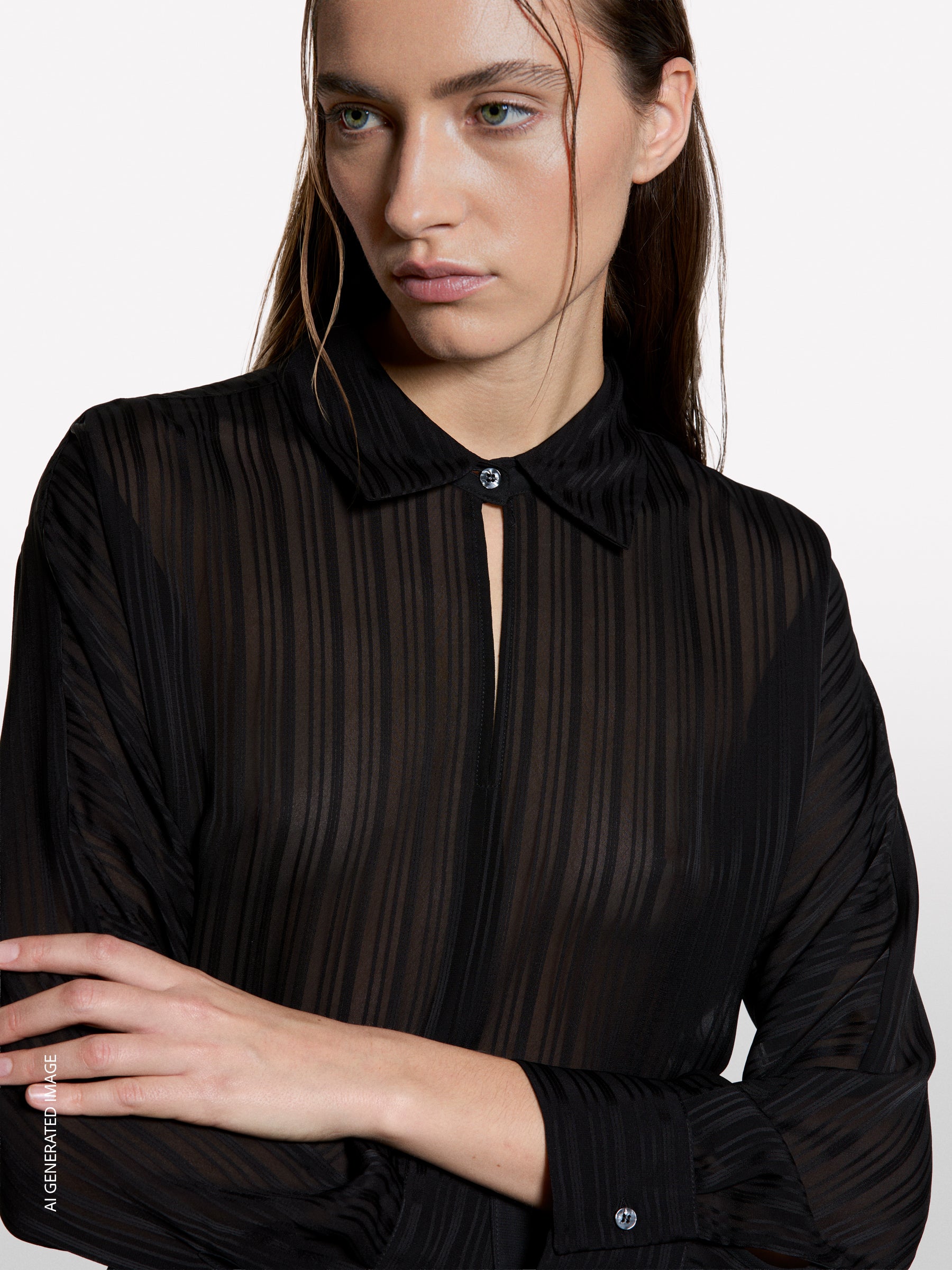Camisa fechada em jacquard riscado - ucb_image_FY