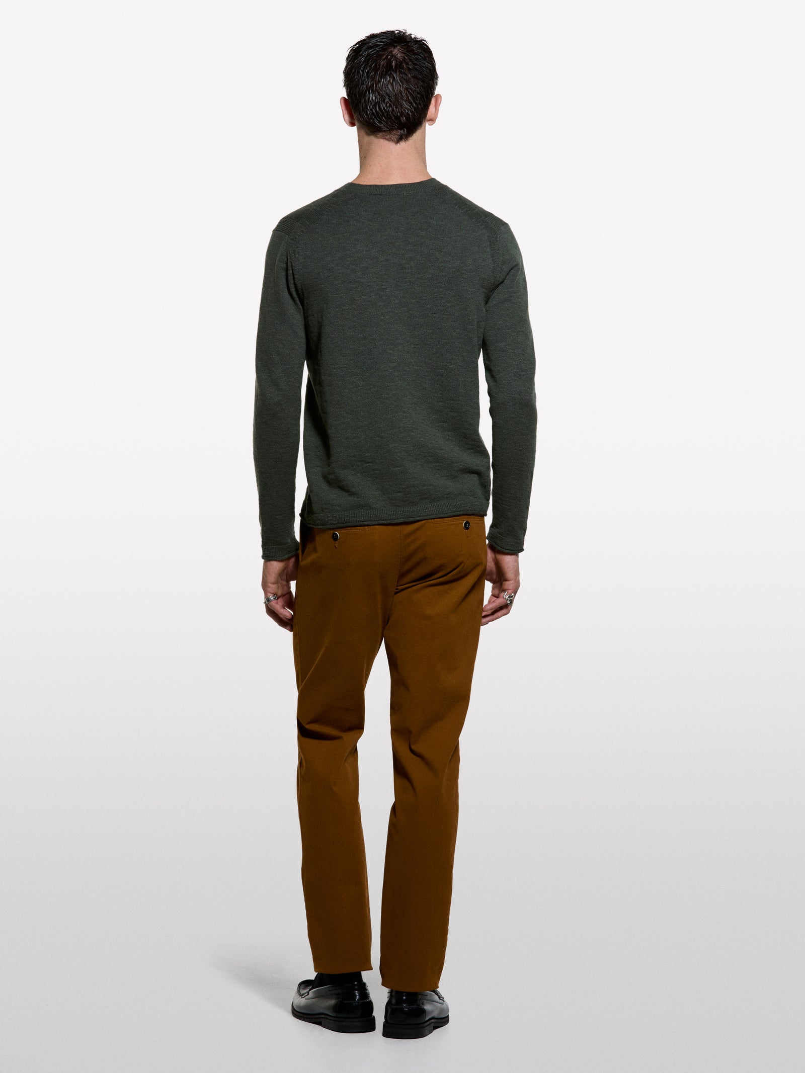 Camisola verde militar de gola redonda regular fit - ucb_image_B