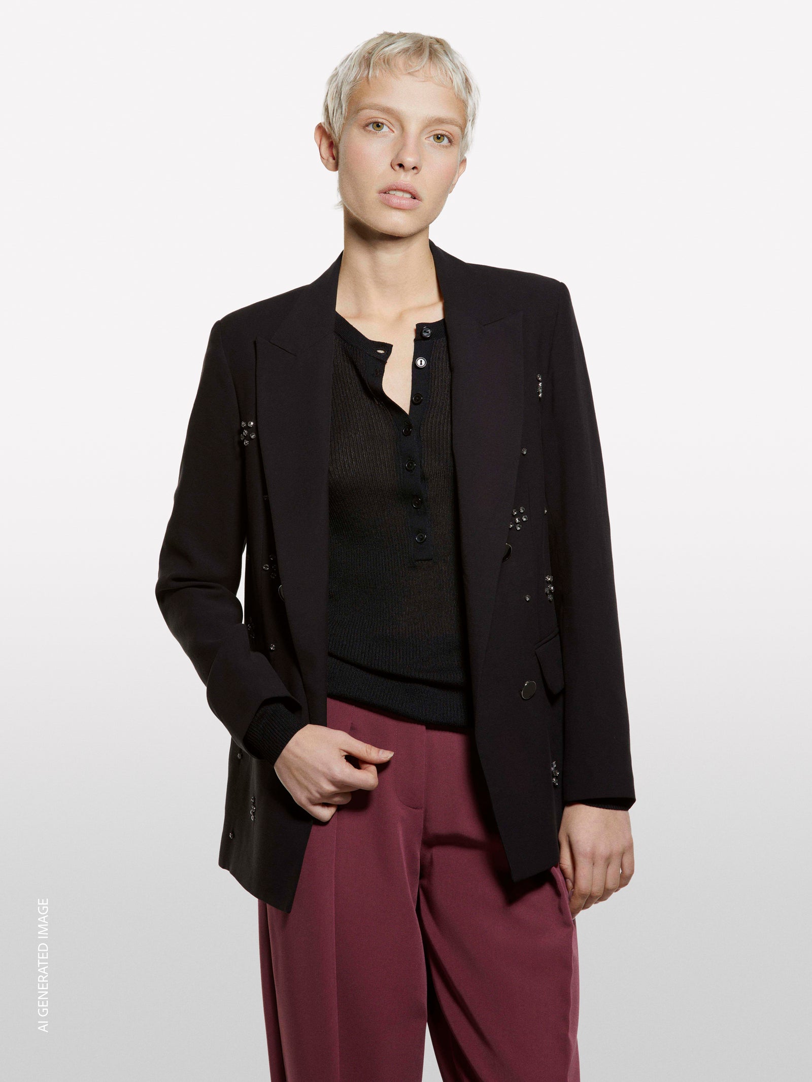 Blazer with jewel applique