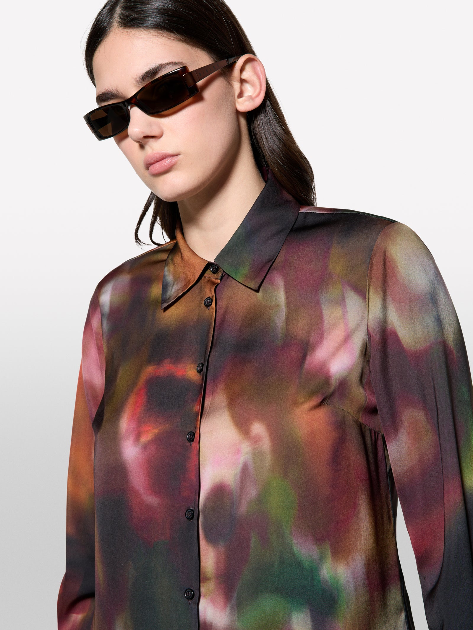 Printed satin shirt