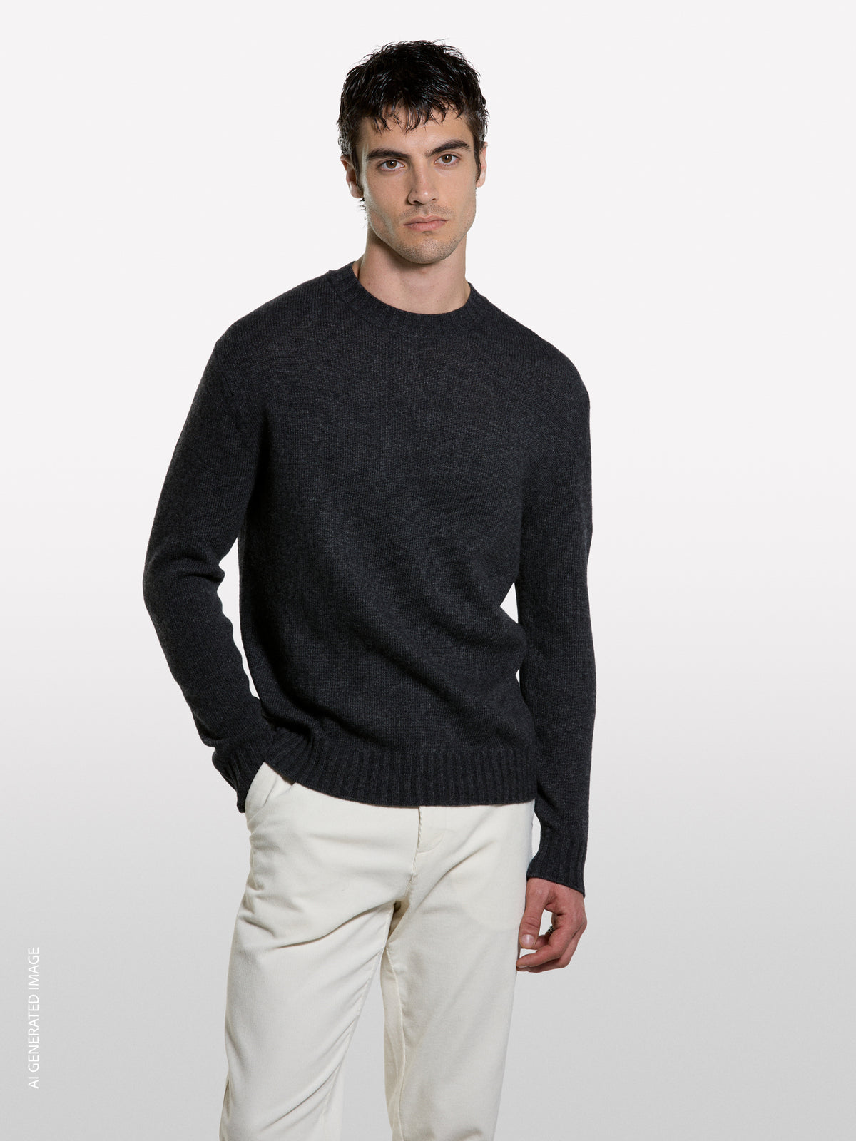 Crew neck sweater in wool blend