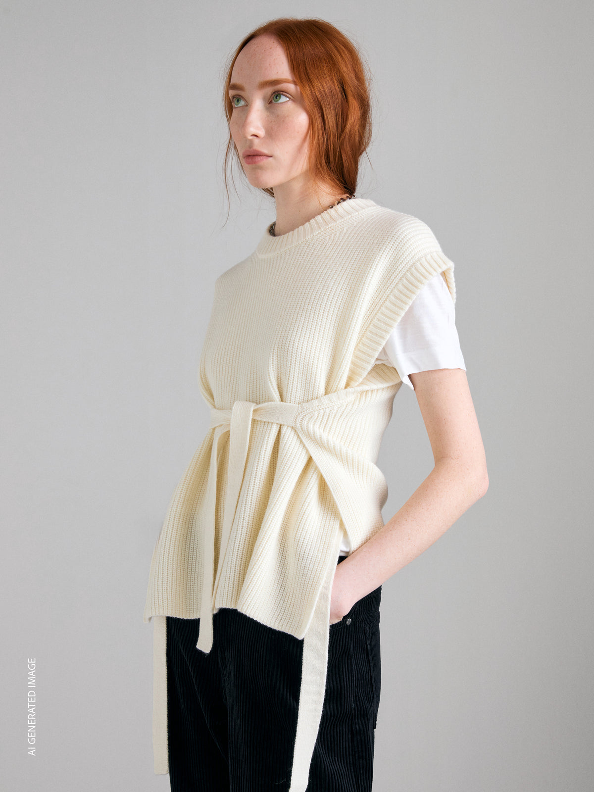 Knitted vest with laces