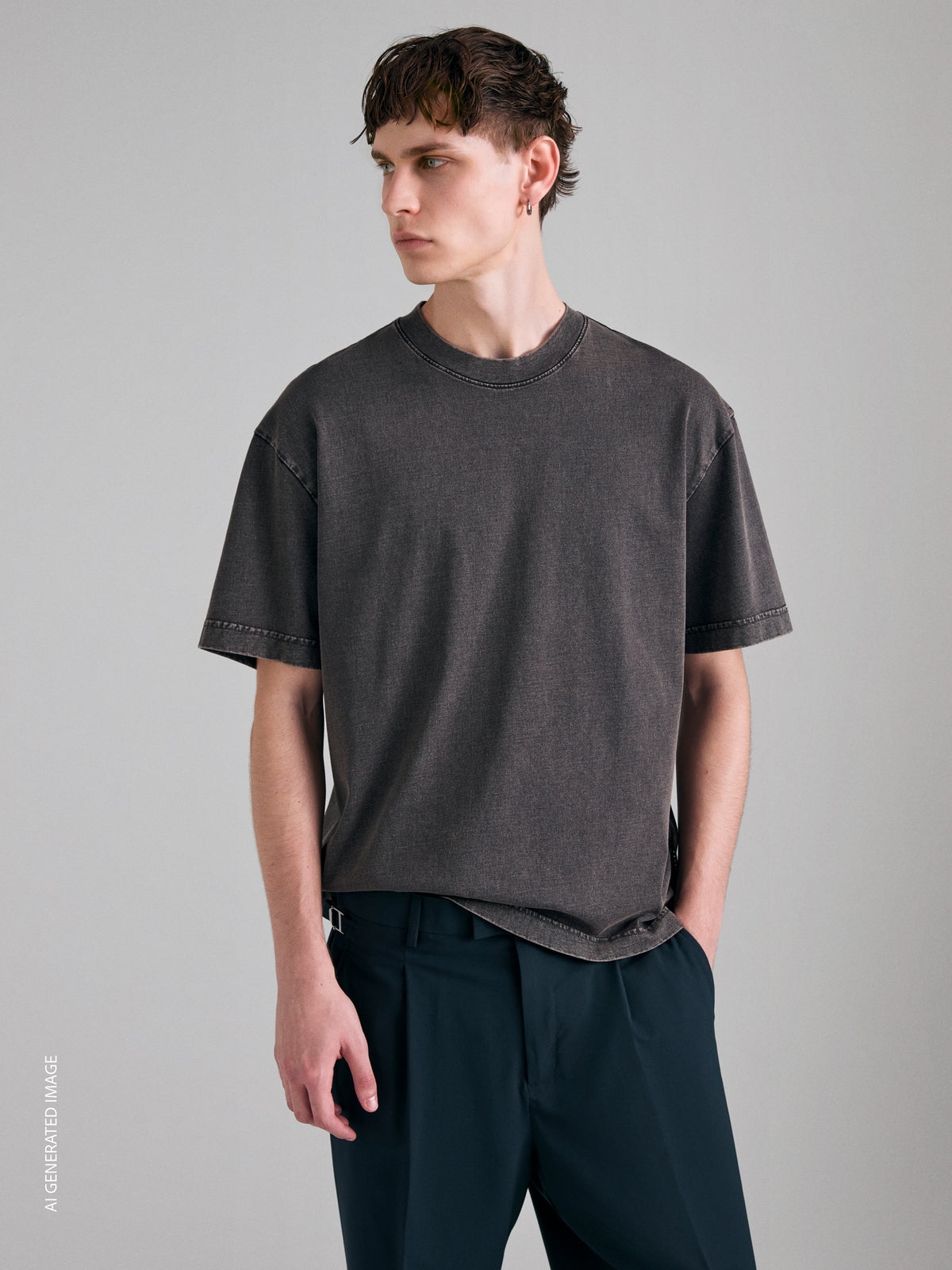 Vintage-effect short-sleeved T-shirt