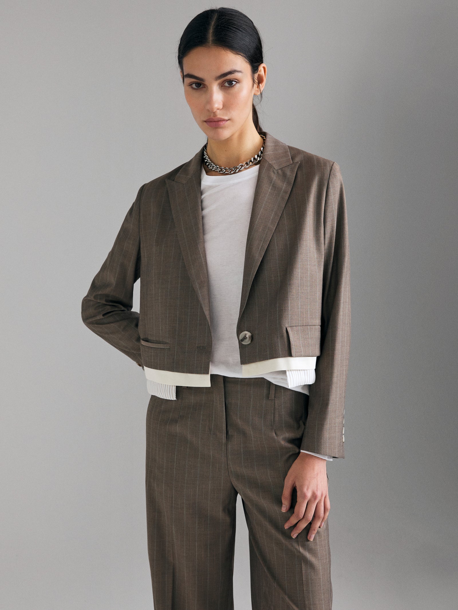 Striped cropped blazer