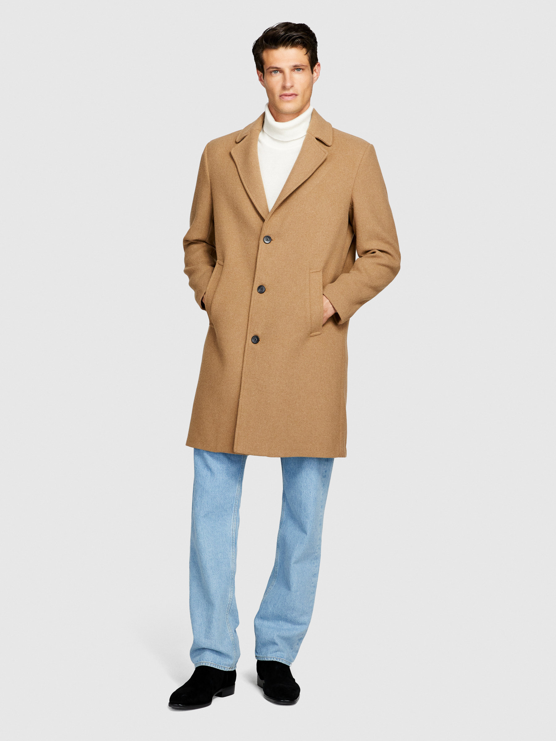 Sisley - Regular Fit Coat, Man, Camel, Size: 56