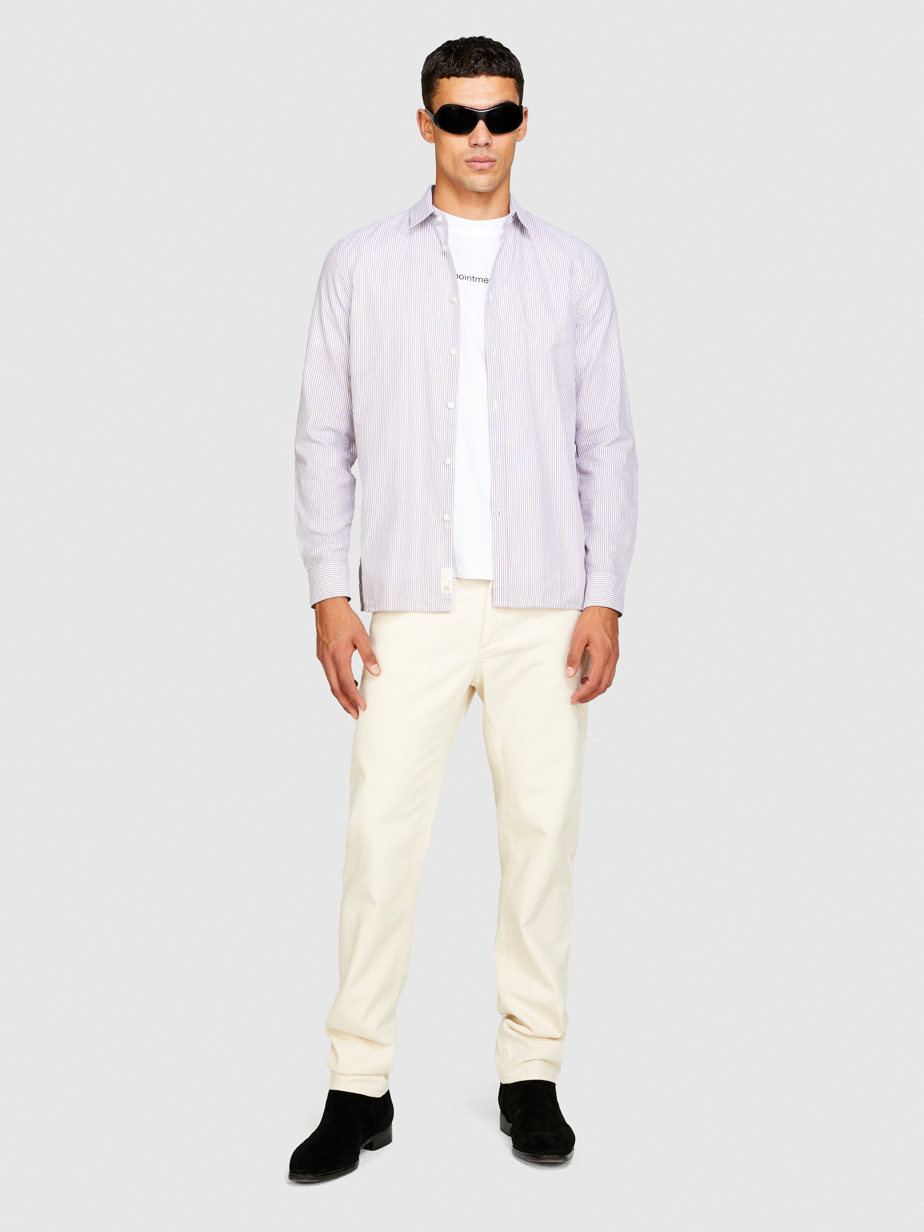 Sisley - Yarn Dyed Shirt, Man, Mauve, Size: EL