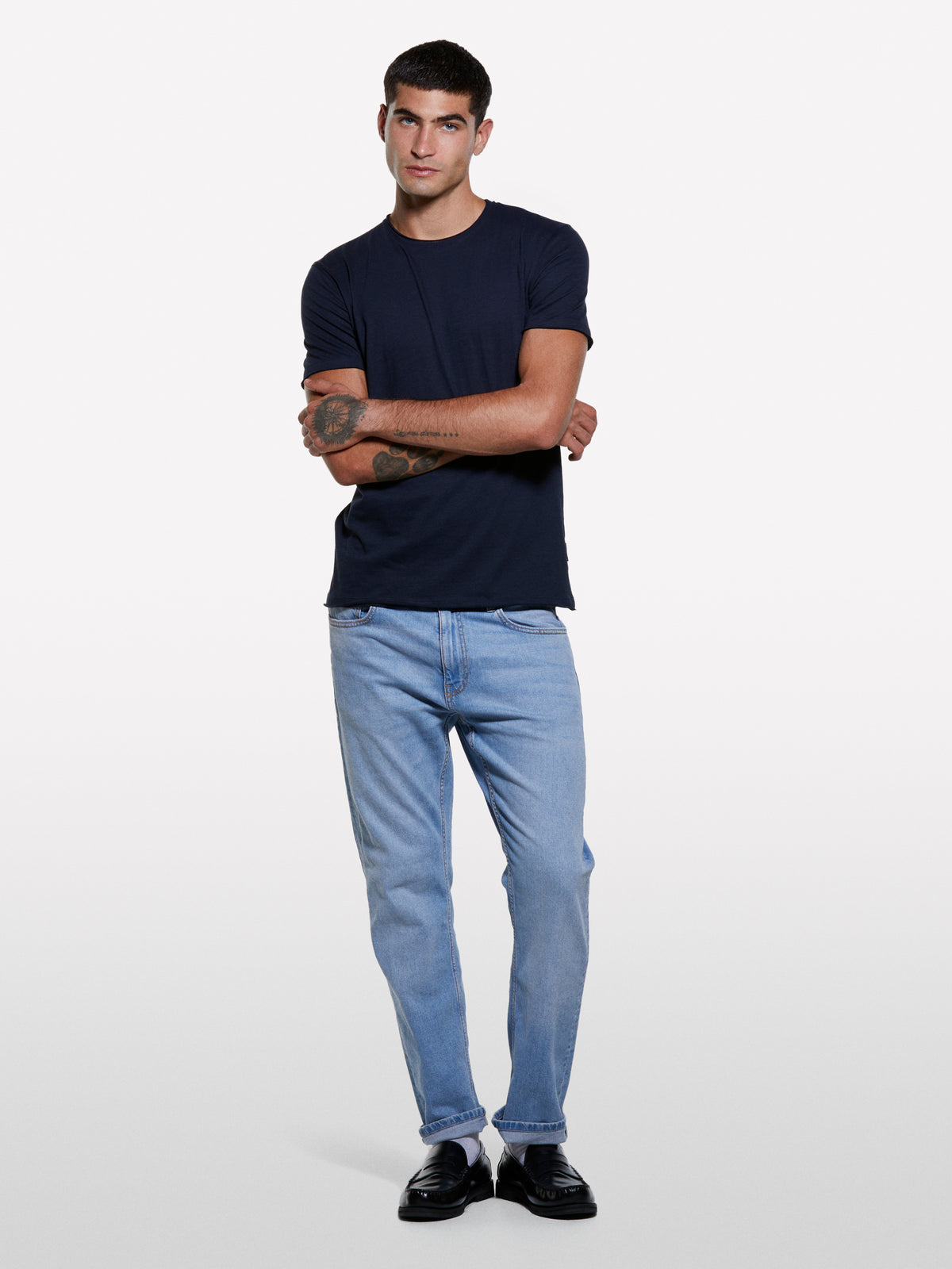 T-shirt azul-escuro com corte vivo - ucb_image_F
