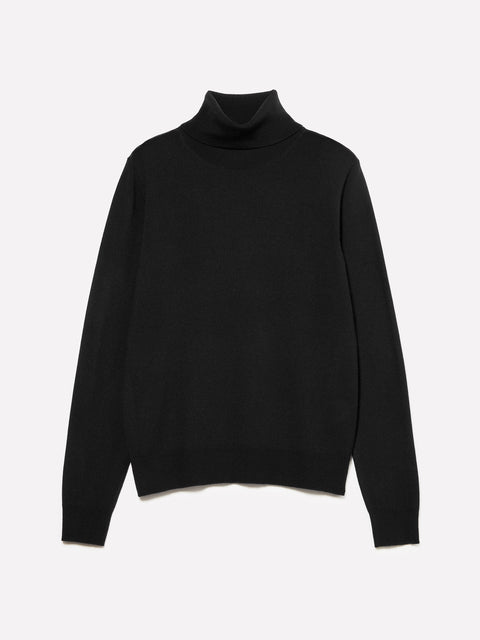 Camisola de gola alta preta em mistura de lã - ucb_image_FS
