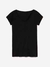 T-shirt preta decote em V com corte vivo - ucb_image_FS