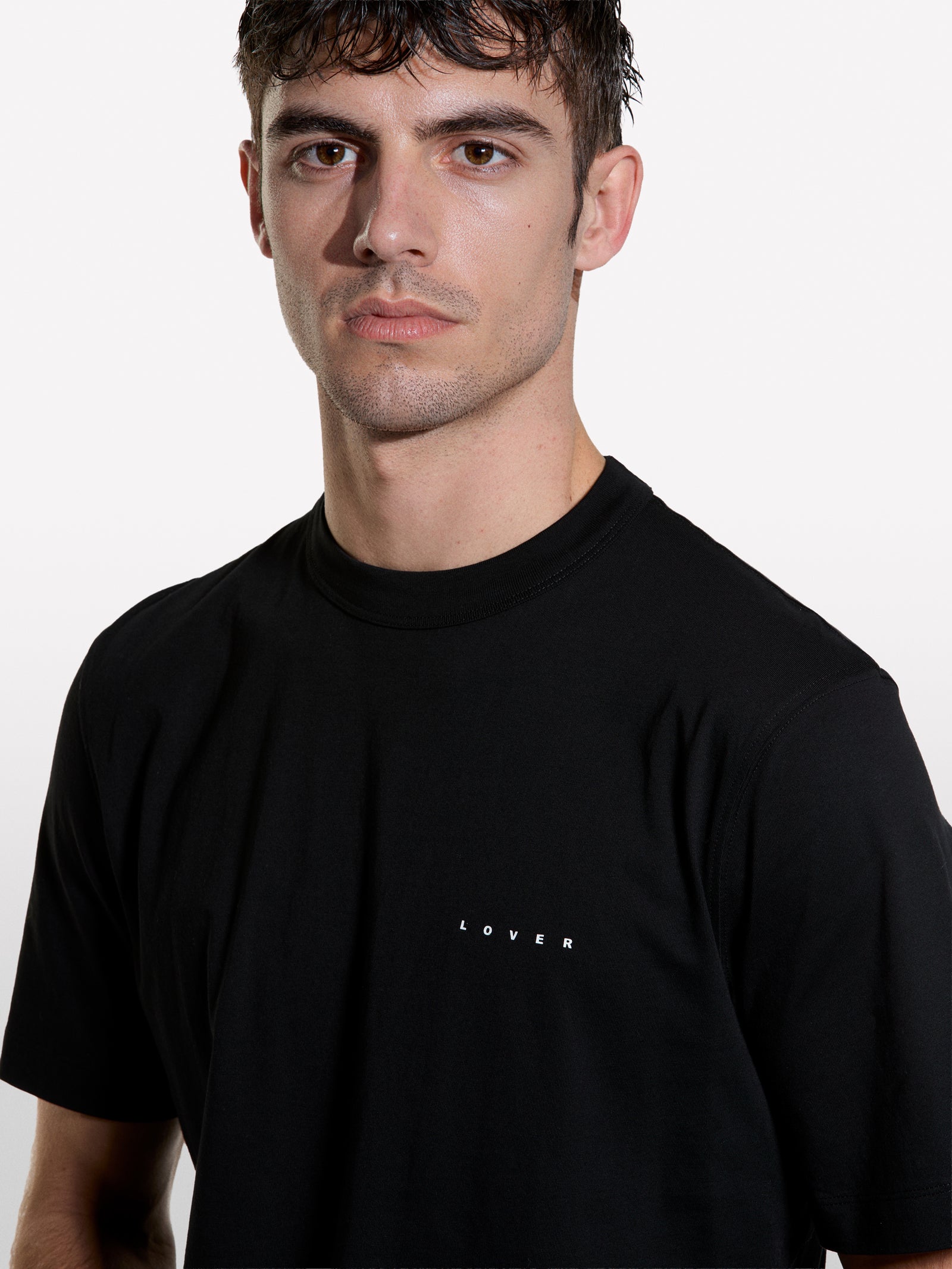 Black t-shirt with text print in 100% organic cotton