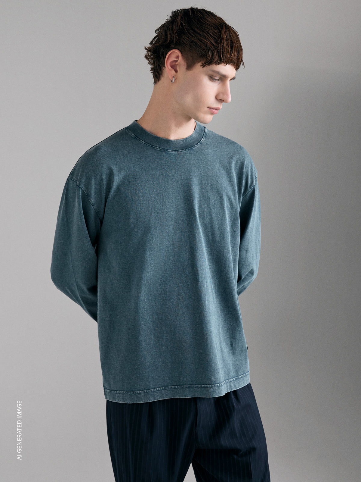 Long-sleeved vintage-effect T-shirt