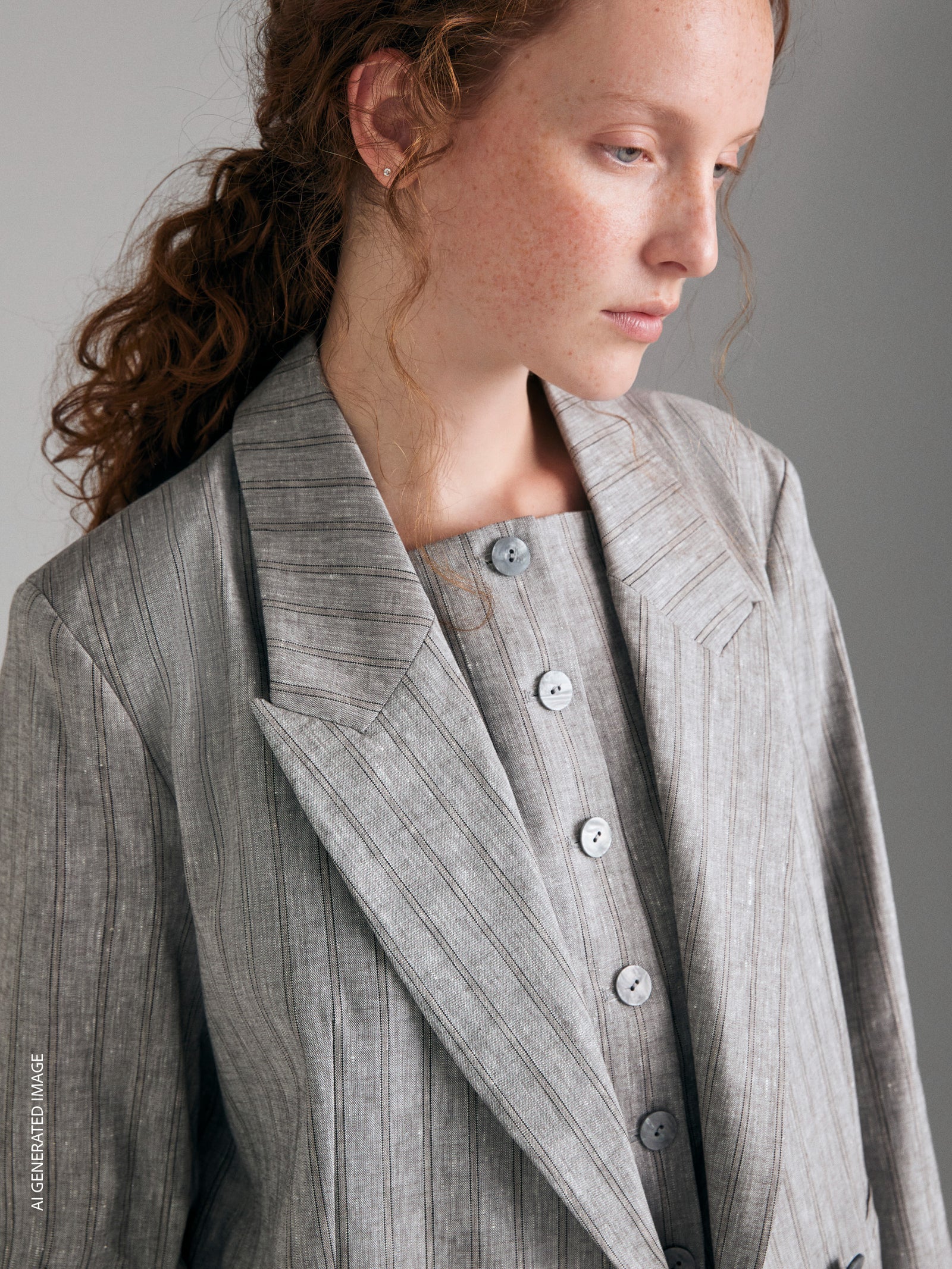 Striped linen blend blazer