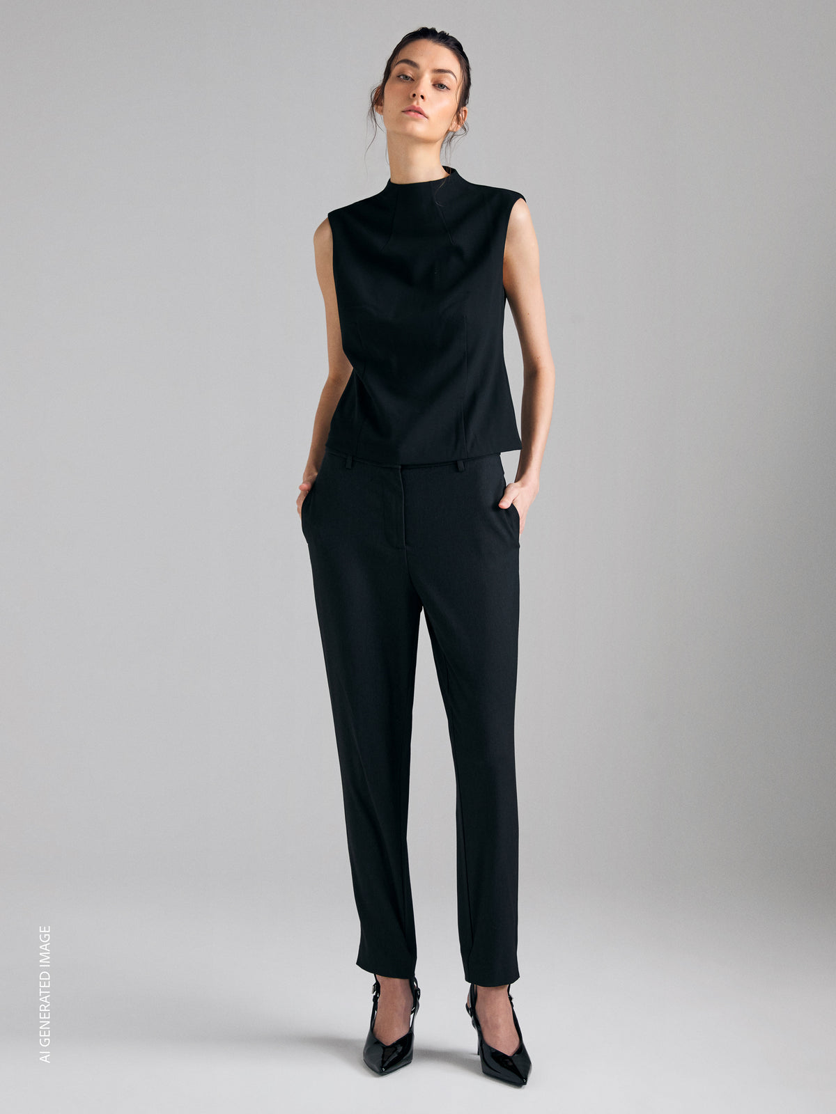 Calças slim fit com tira para os pés - ucb_image_F