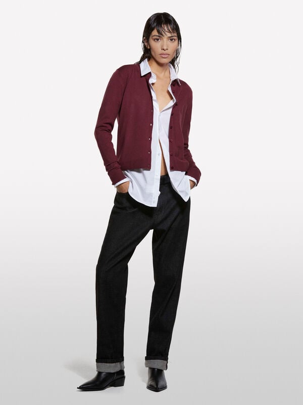 Cardigan regular fit bordeaux Cardigan regular fit bordeaux - cardigan da donna | Sisley