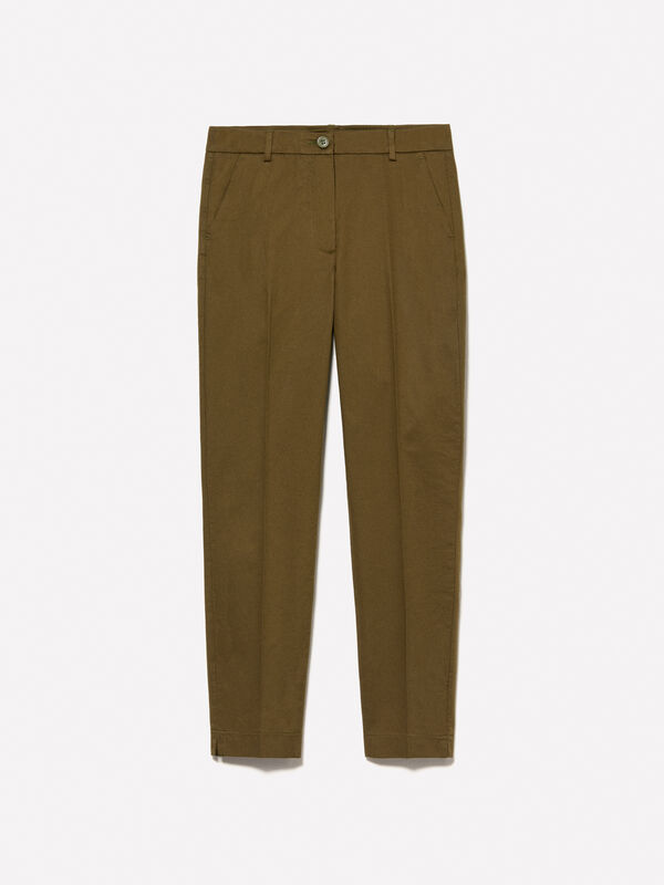 Chino verde militare regular fit  Chino verde militare regular fit  - pantaloni chino da donna | Sisley