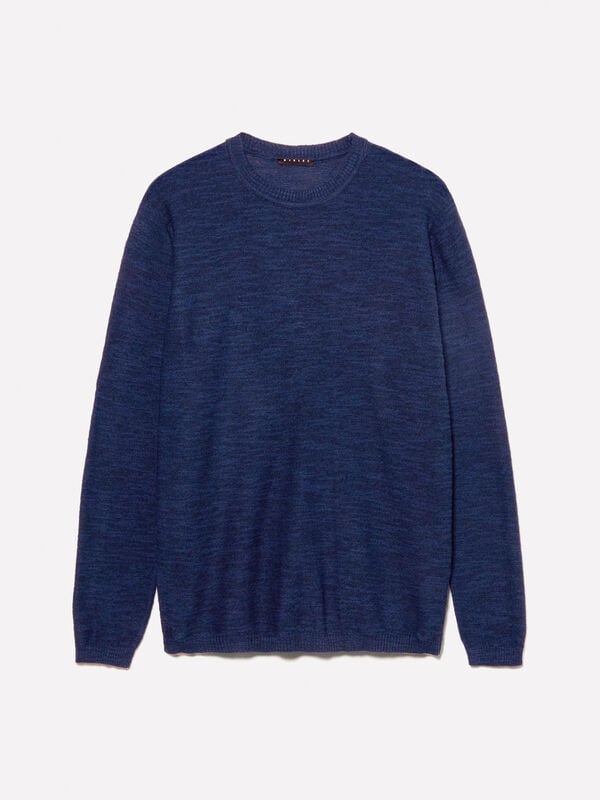 Maglia mélange blu scuro Maglia mélange blu scuro - maglie girocollo da uomo | Sisley