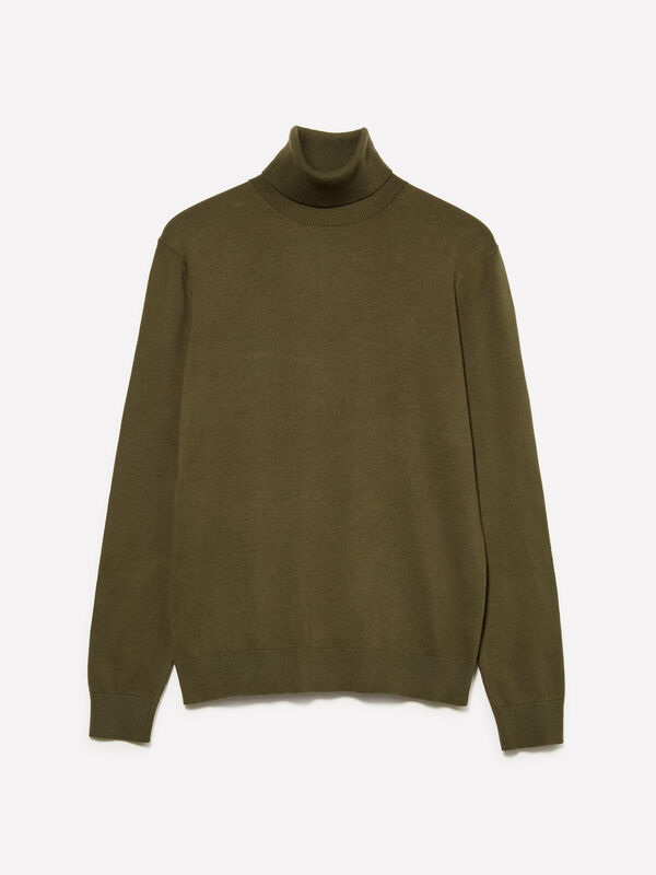 Maglia verde oliva con collo alto - maglie collo alto da uomo | Sisley