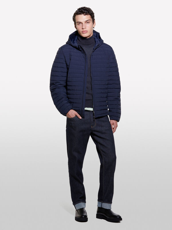 Giubbotto blu scuro imbottito con cappuccio - piumini e giacche imbottite da uomo | Sisley