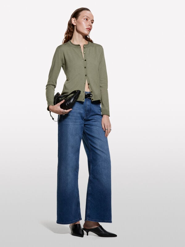 Cardigan regular fit verde militare Cardigan regular fit verde militare - cardigan da donna | Sisley