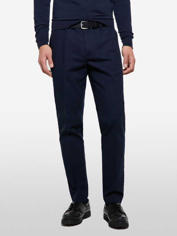 Chino texturizzati blu scuro - pantaloni slim da uomo | Sisley