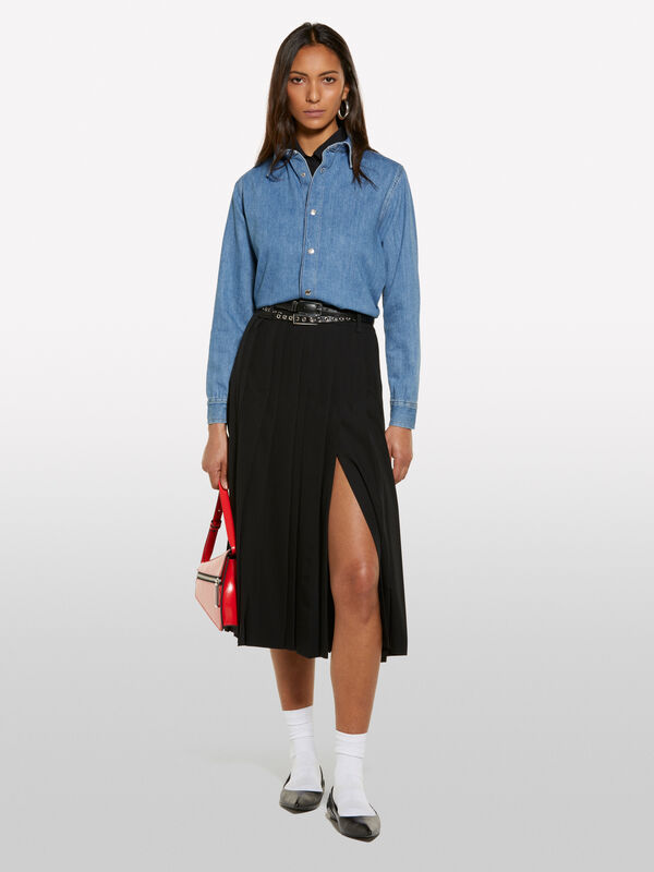 Gonna nera con pieghe - gonne midi, longuette donna | Sisley