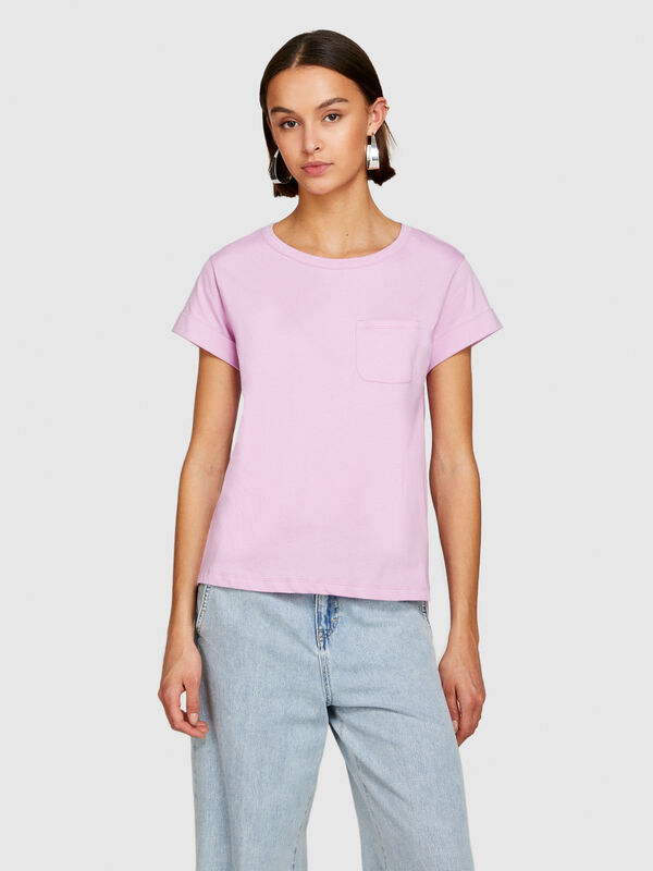 T-shirt con taschino 100% cotone bio - t-shirt a manica corta da donna | Sisley