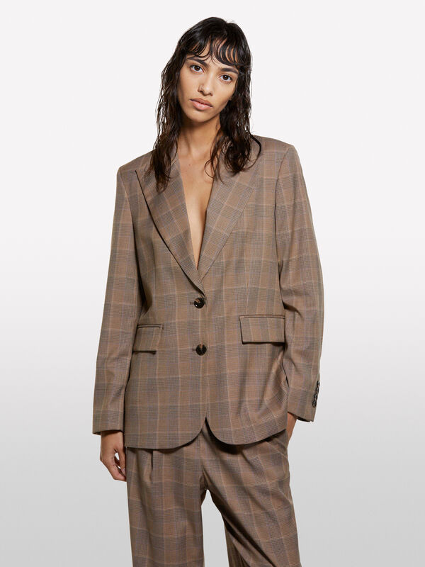 Blazer beige a quadri  - blazer da donna | Sisley