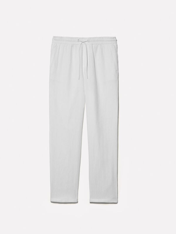 Joggers bianco 100% lino Joggers bianco 100% lino - pantaloni joggers da uomo | Sisley