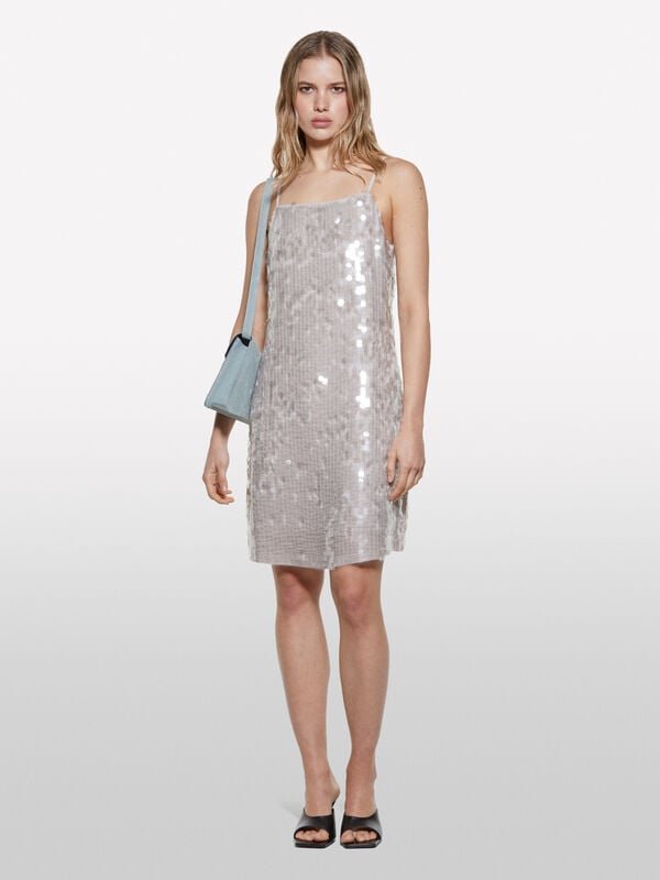 Vestito grigio con paillettes Vestito grigio con paillettes - vestiti corti da donna | Sisley