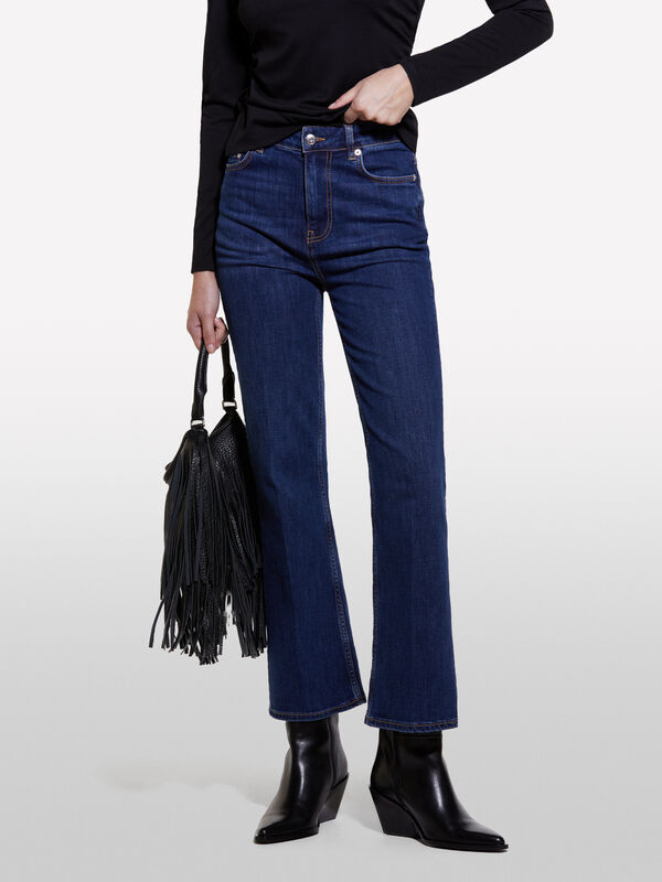 Jeans a vita alta blu scuro - jeans a vita alta da donna | Sisley