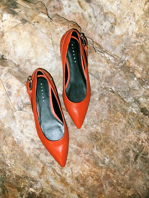 Ballerine rosse in pelle con fibbia - scarpe basse donna | Sisley