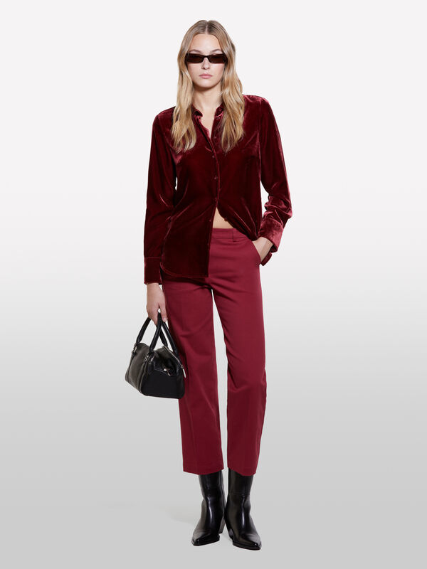 Pantaloni bordeaux a vita alta - pantaloni regular da donna | Sisley