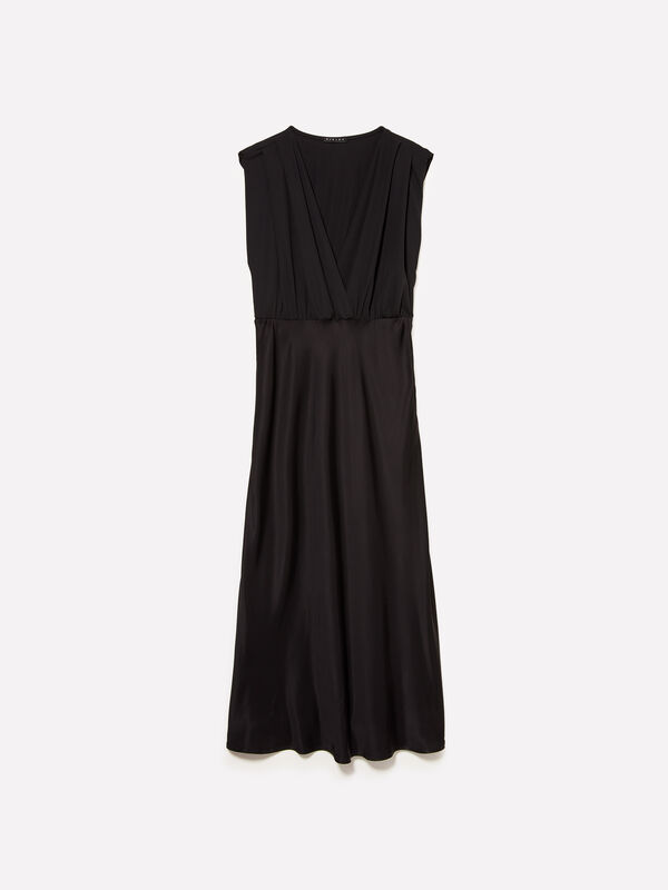 Abito longuette nero - vestiti midi da donna | Sisley