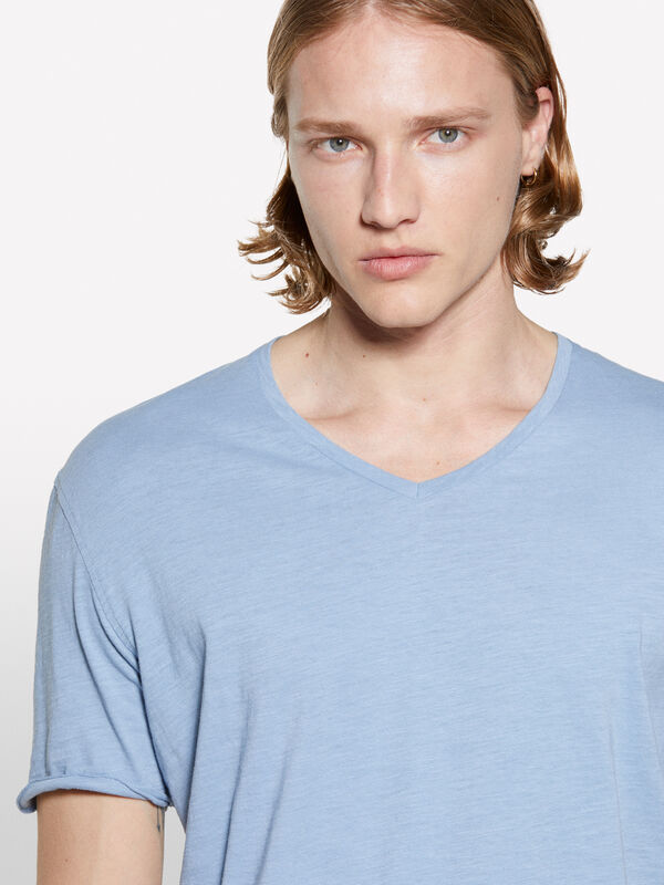 T-shirt slim fit azzurra - t-shirt a manica corta da uomo | Sisley