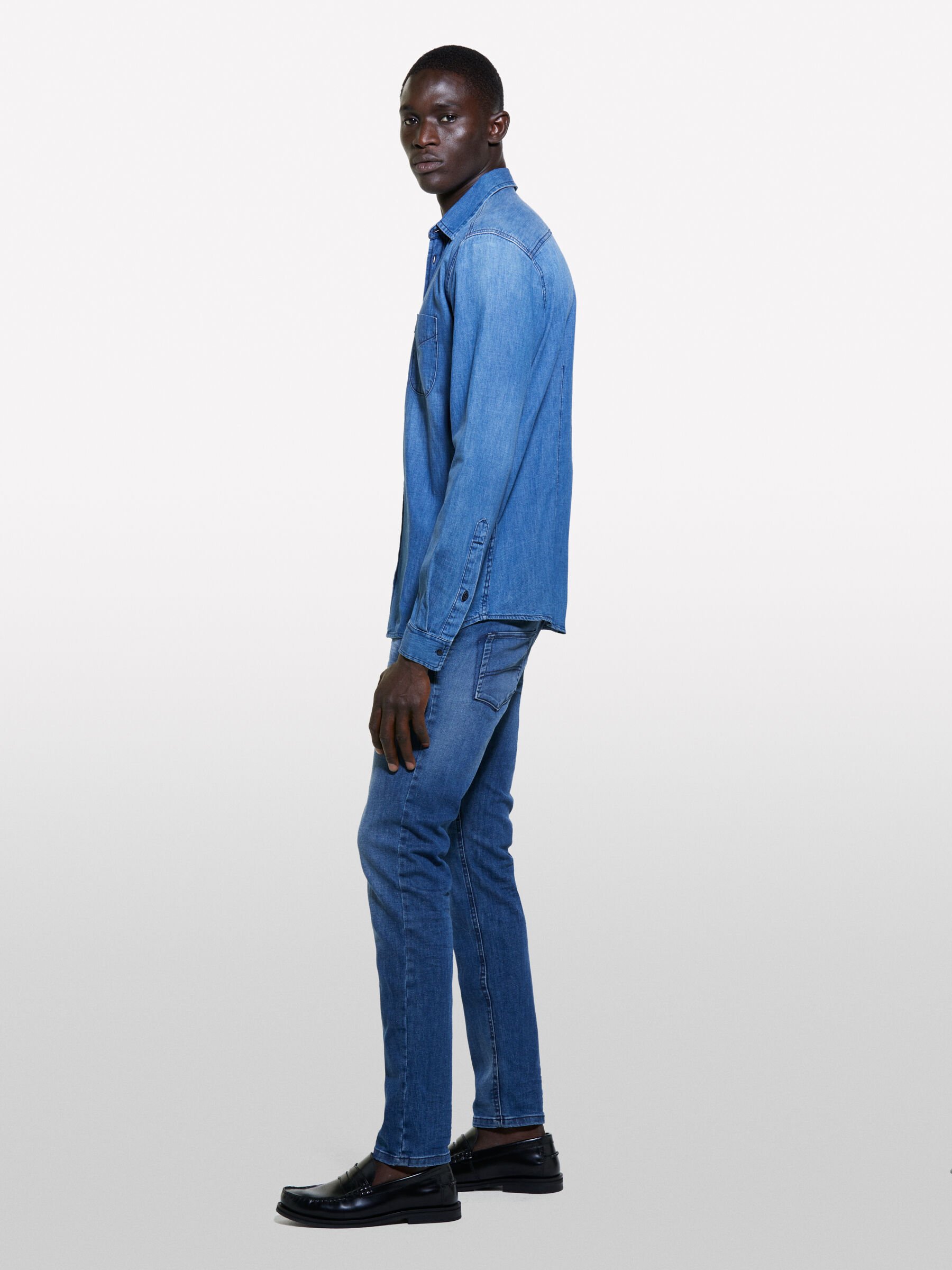 Camicia di jeans blu regular fit Blu Sisley