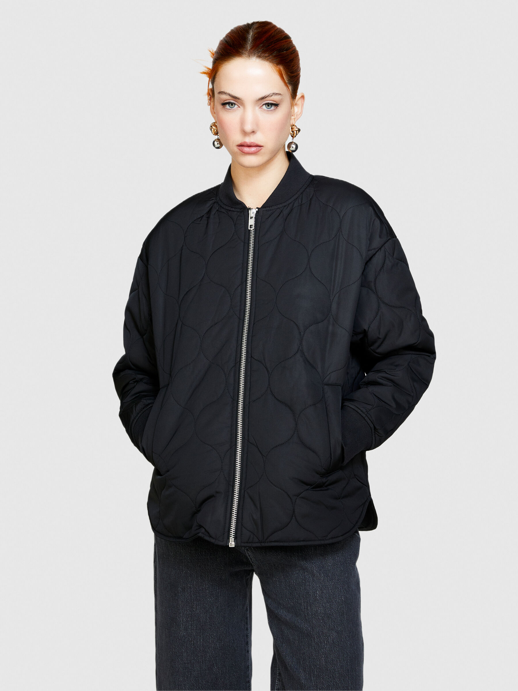 Bomber imbottito over fit Nero Donna Sisley