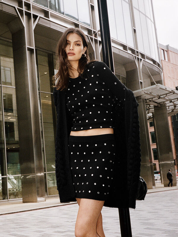 Maglia con borchiette - maglie girocollo da donna | Sisley