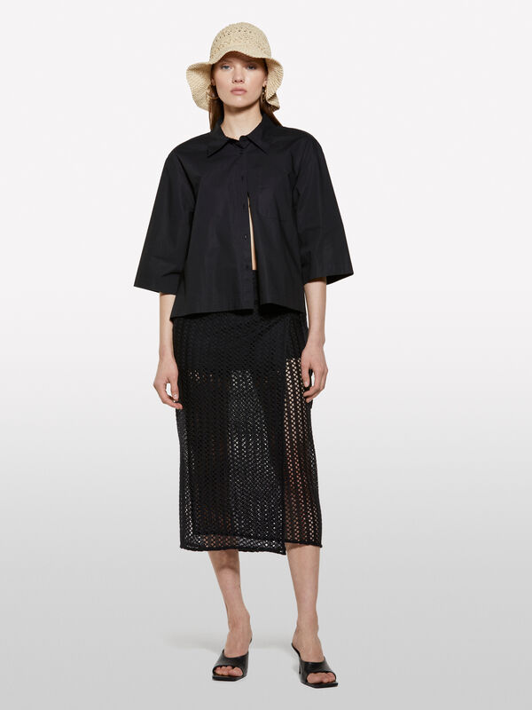 Pareo sarong nero in crochet - nuovi arrivi donna | Sisley