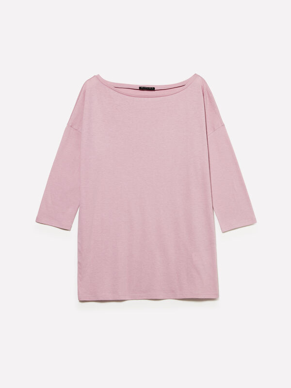 T-shirt malva con scollo a barca - t-shirt a manica lunga da donna | Sisley