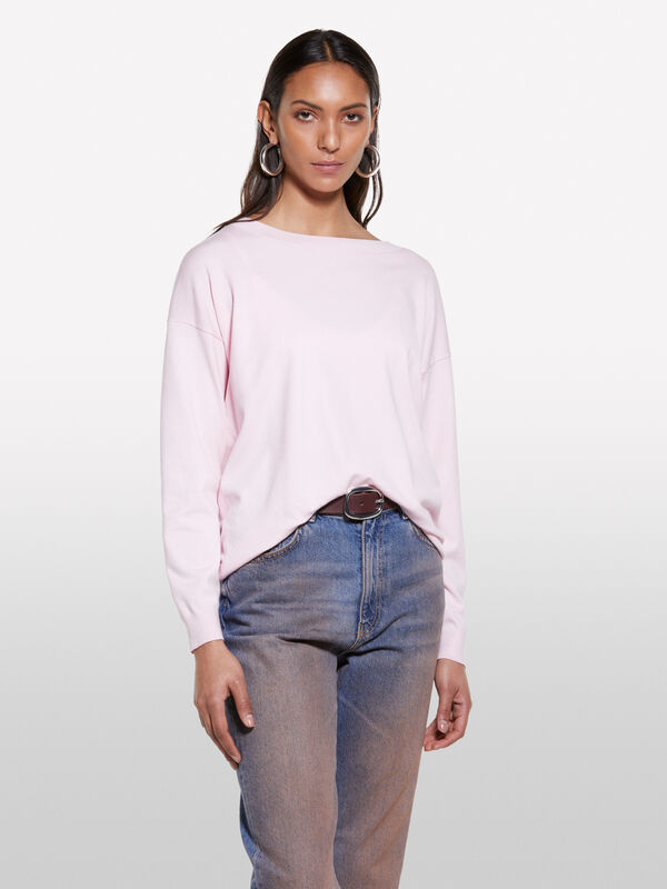 Maglia con scollo a barca rosa - maglie scollo a barchetta da donna | Sisley