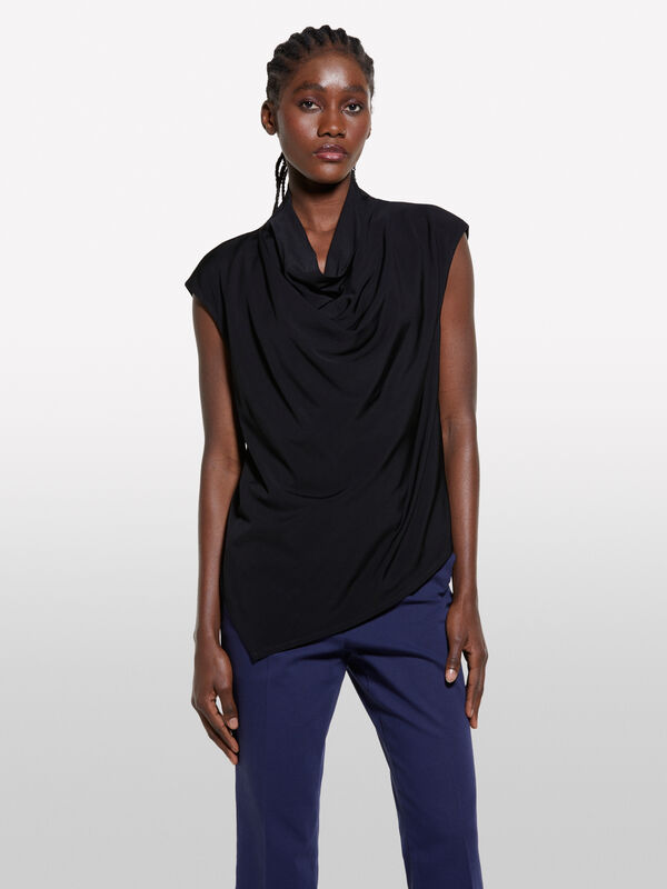 Top nero drappeggiato - top da donna | Sisley