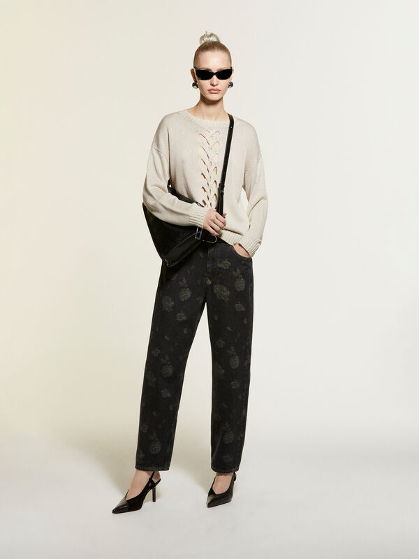 Maglia con treccia traforata - maglie girocollo da donna | Sisley