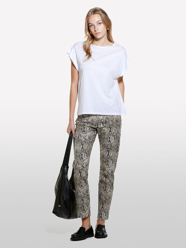 T-shirt bianco con maniche a kimono - t-shirt a manica corta da donna | Sisley