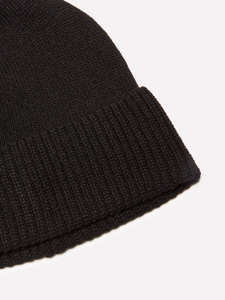 Cappello nero in misto cashmere, Nero Sisley