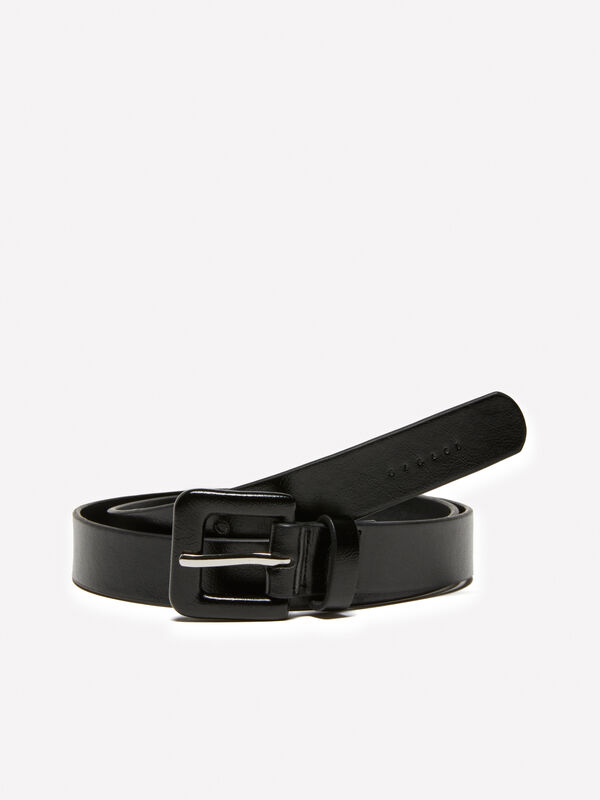 Cintura nera con fibbia lucida - cinture da donna | Sisley