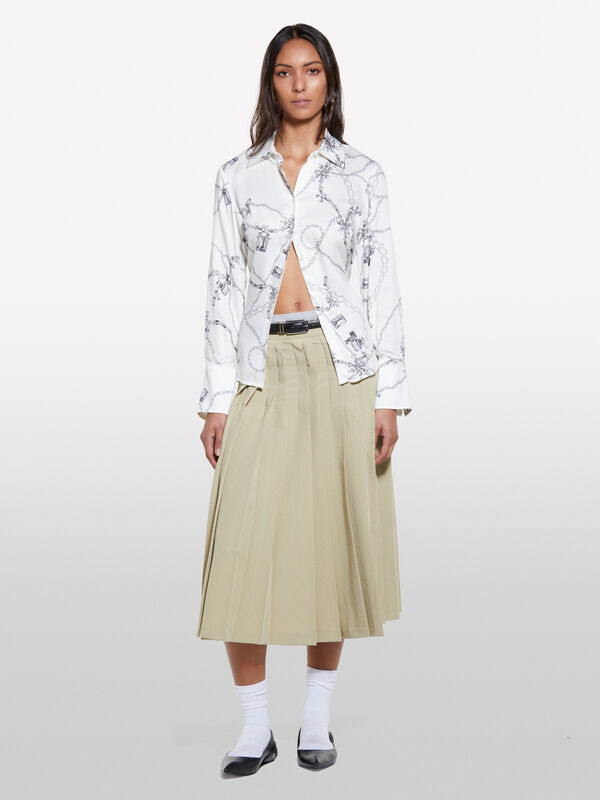 Gonna verde militare con pieghe - gonne midi, longuette donna | Sisley