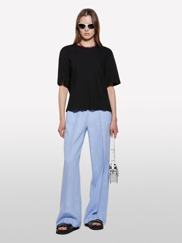 T-shirt cropped nera - t-shirt a manica corta da donna | Sisley